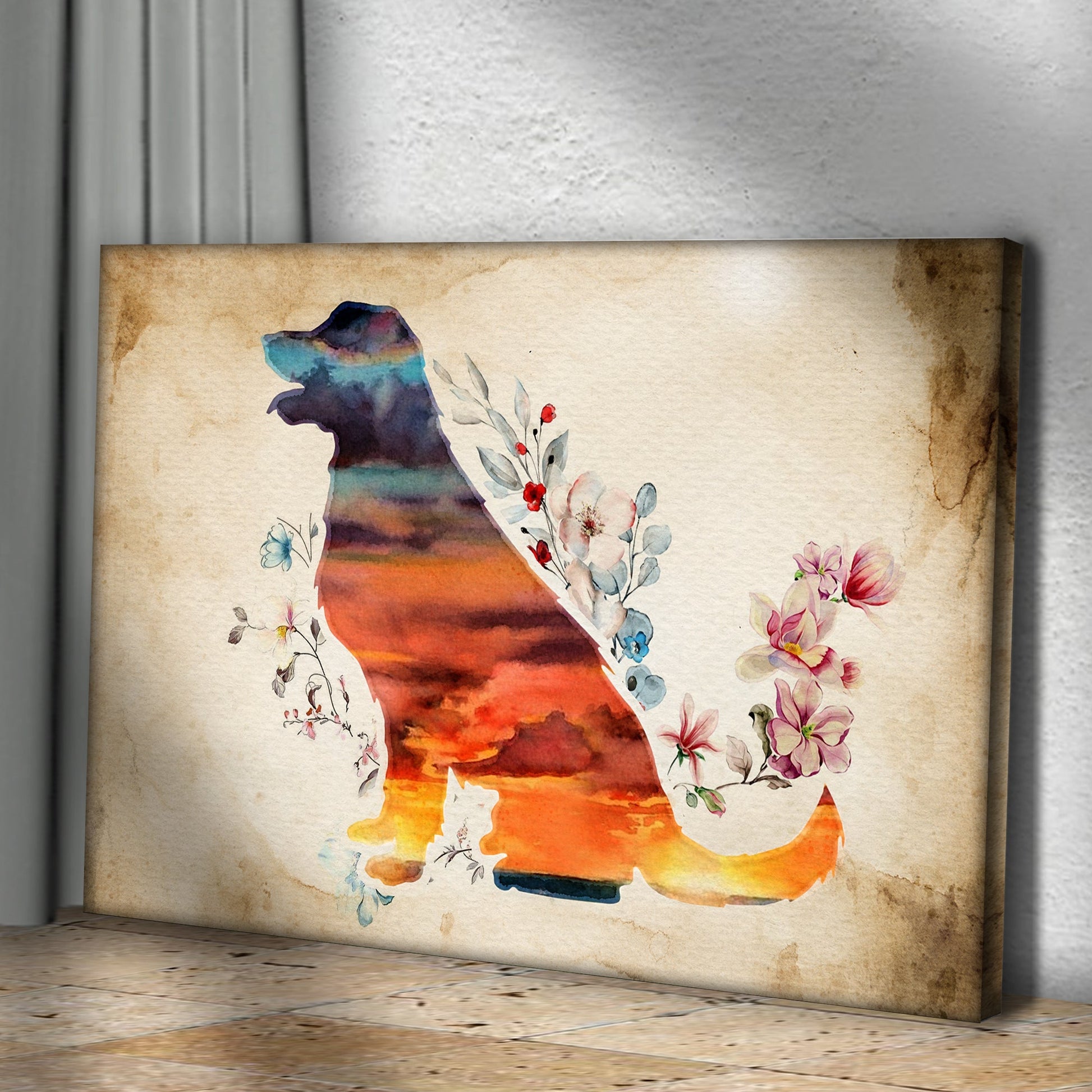 Watercolor Pet Silhouette Canvas Wall Art