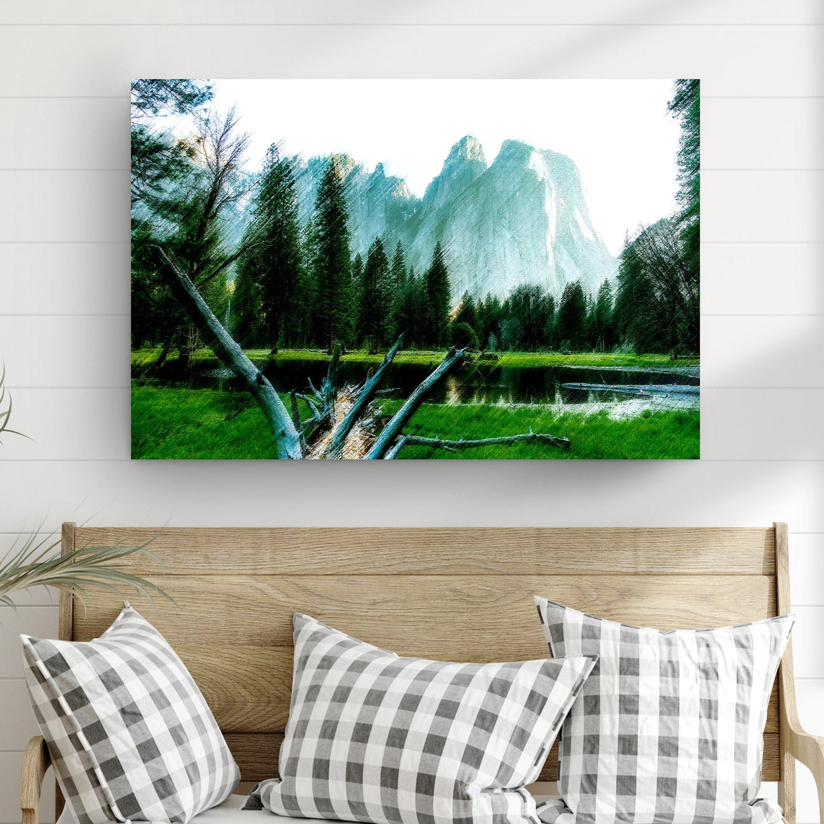 Misty Forest Lake Canvas Wall Art