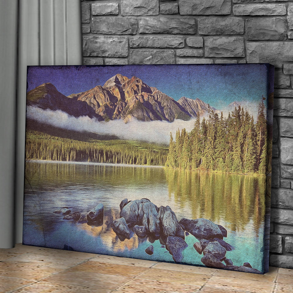 Mountain Lakeside Canvas Wall Art