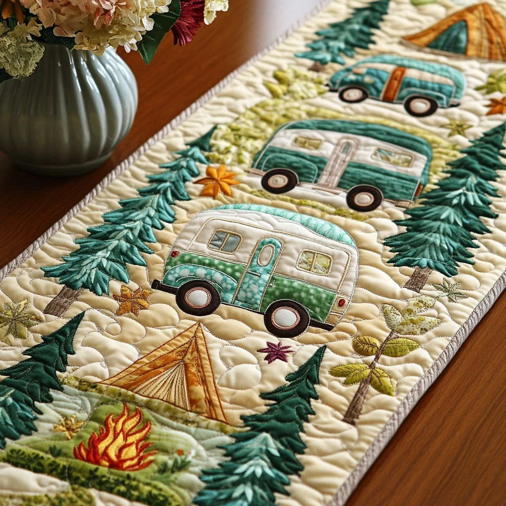 Teal Caravan Trail Quilted Table Runner