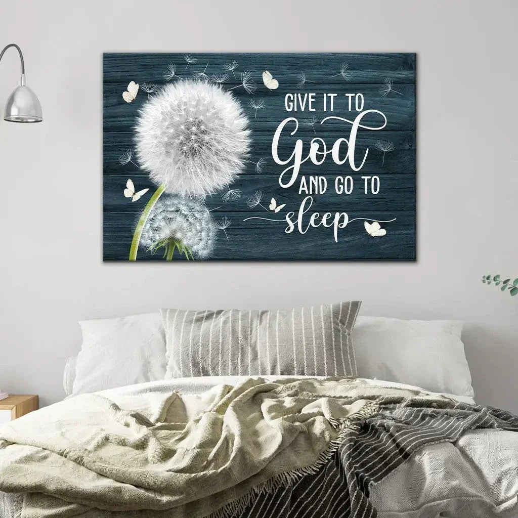 dandelion give it to god and go to sleep christian wall art canvas (Landscape) (view 13)