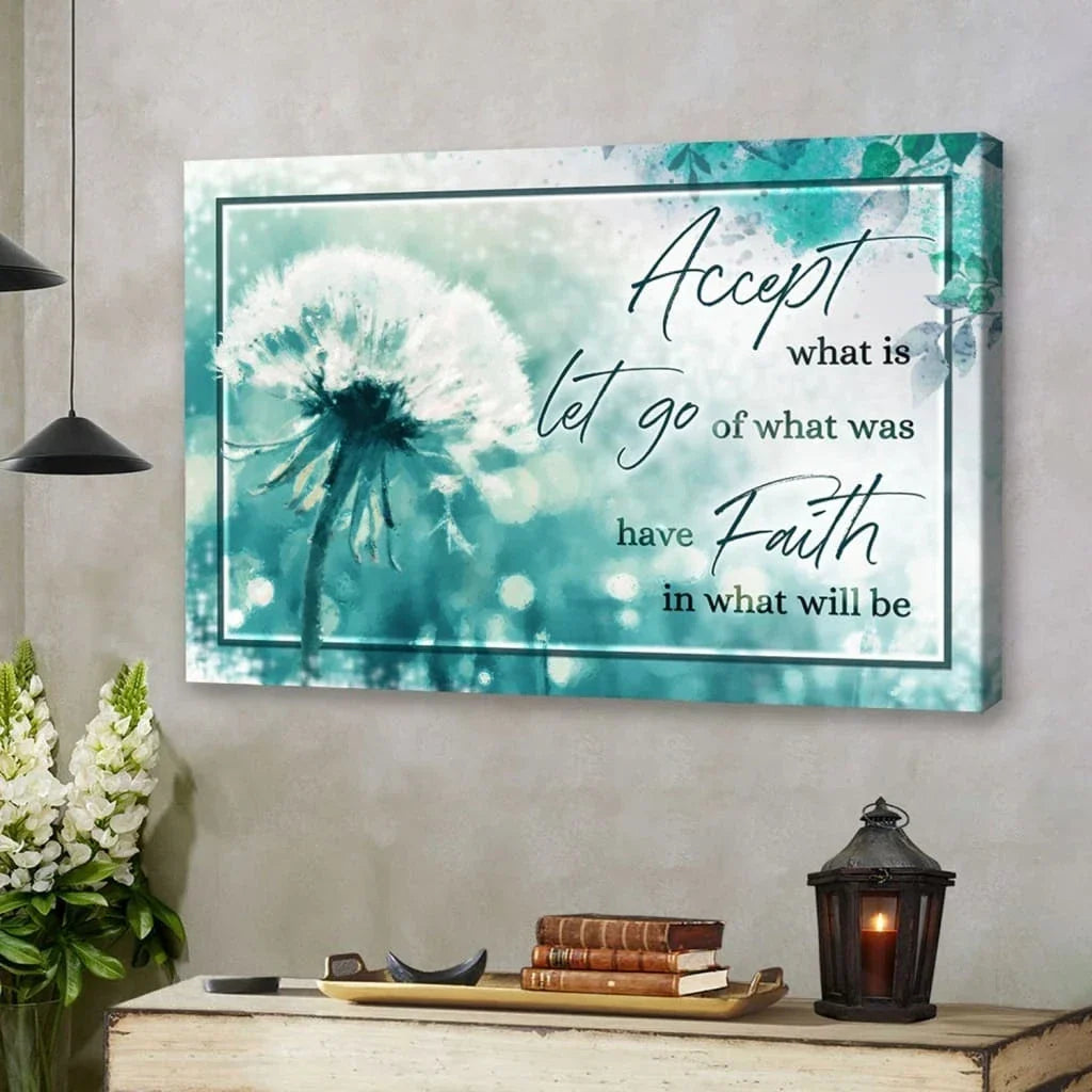 christian wall art accept what is let go of what was canvas (Landscape) (view 5)