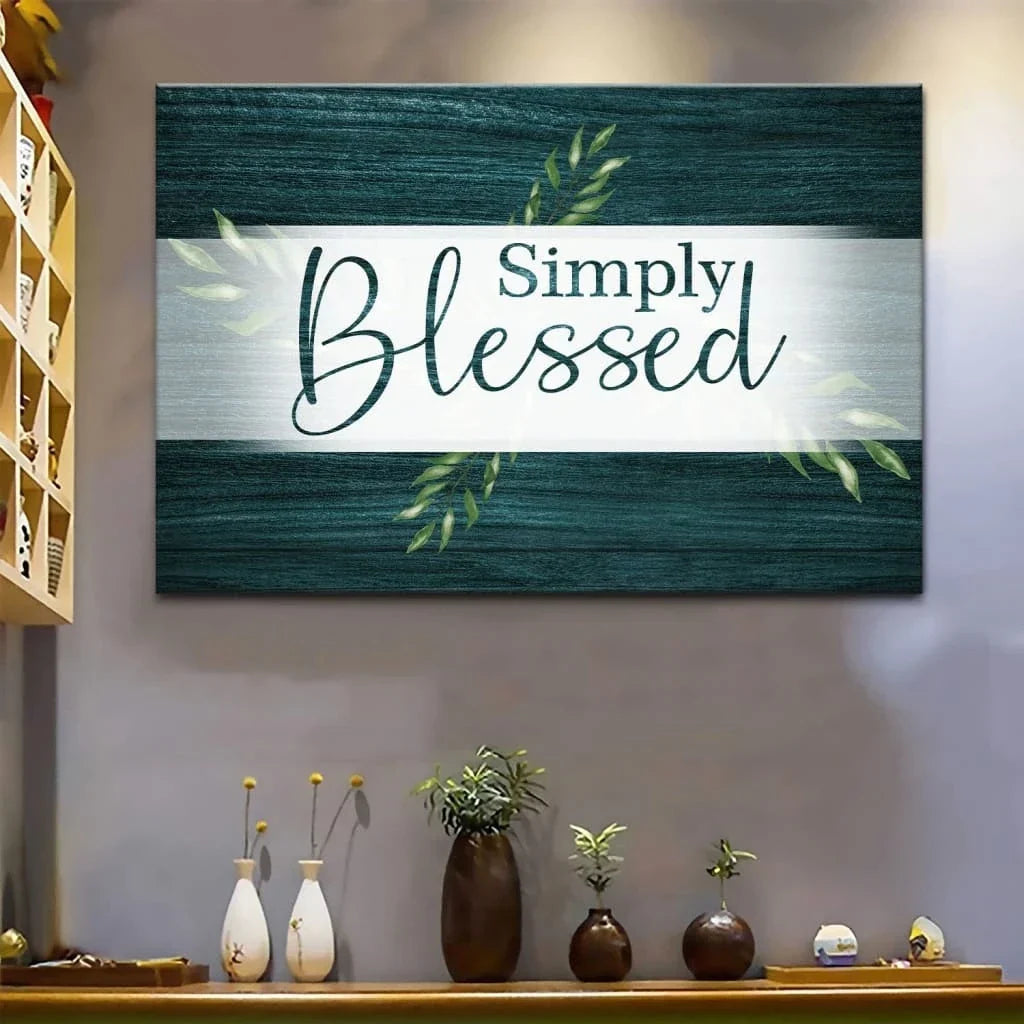 simply blessed wall art canvas christian wall decor christian gifts (Landscape) (view 5)