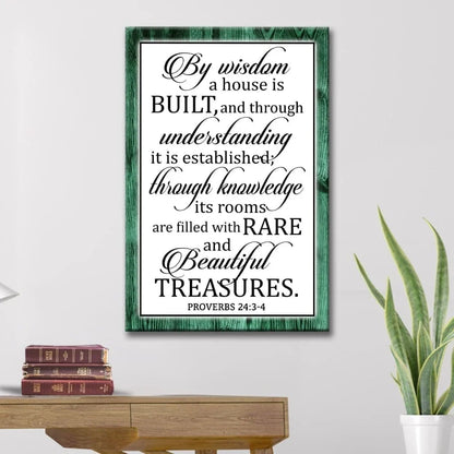 by wisdom a house is built wall art proverbs 24 3 4 bible verse wall art (Landscape) (view 5)