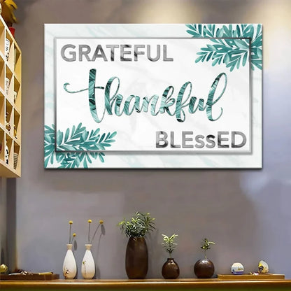 grateful thankful blessed wall art canvas print christian wall decor (Landscape) (view 6)