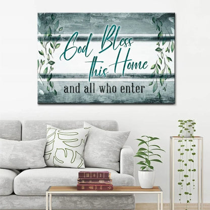 god bless this home and all who enter wall art canvas christian wall decor (Landscape) (view 6)