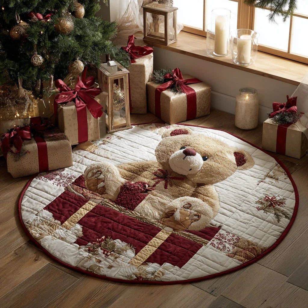 Teddy Christmas Magic Quilted Round Mat