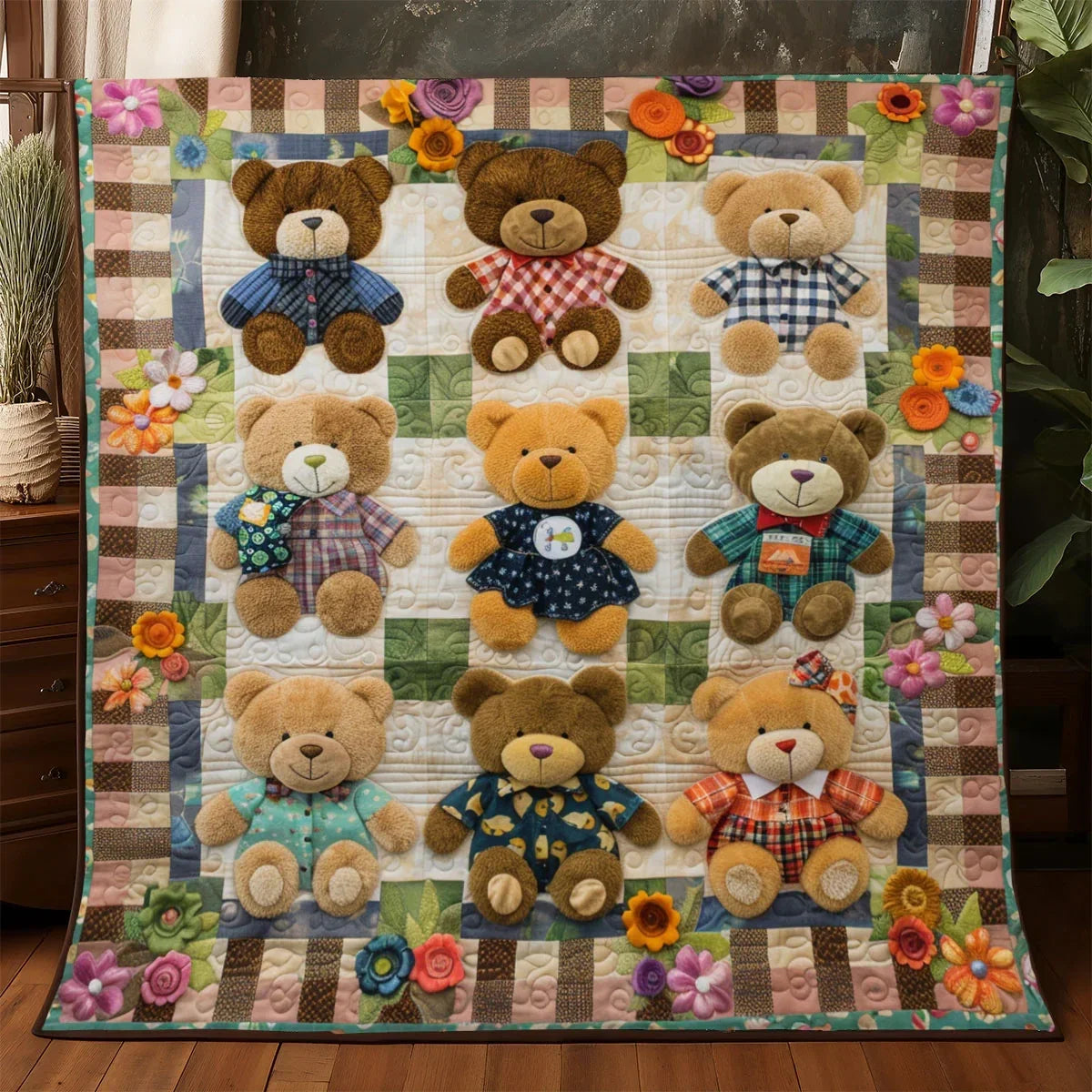 Teddy Stitchwork Quilt Blanket