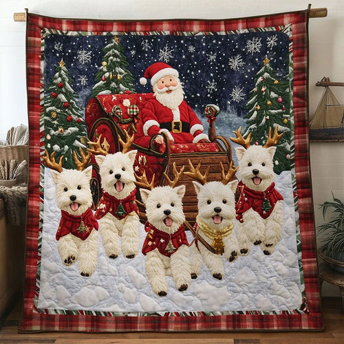 Terrier Christmas Magic Quilt Blanket