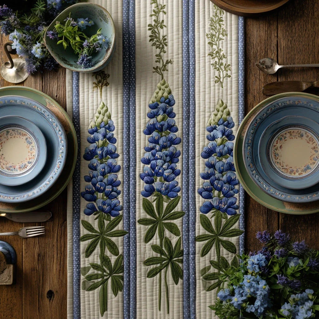 Texas Bluebonnet Quilted Table Runner