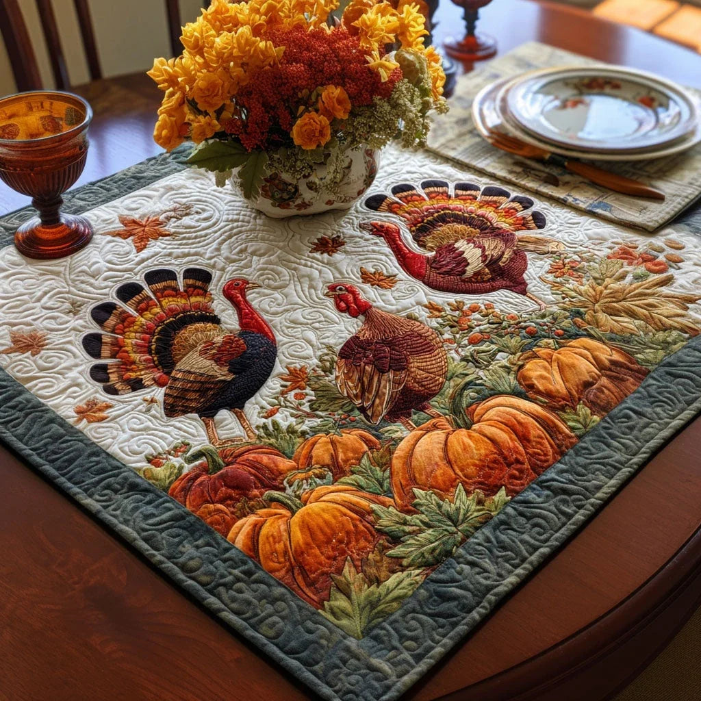 Thankful Tracks Quilted Table Topper