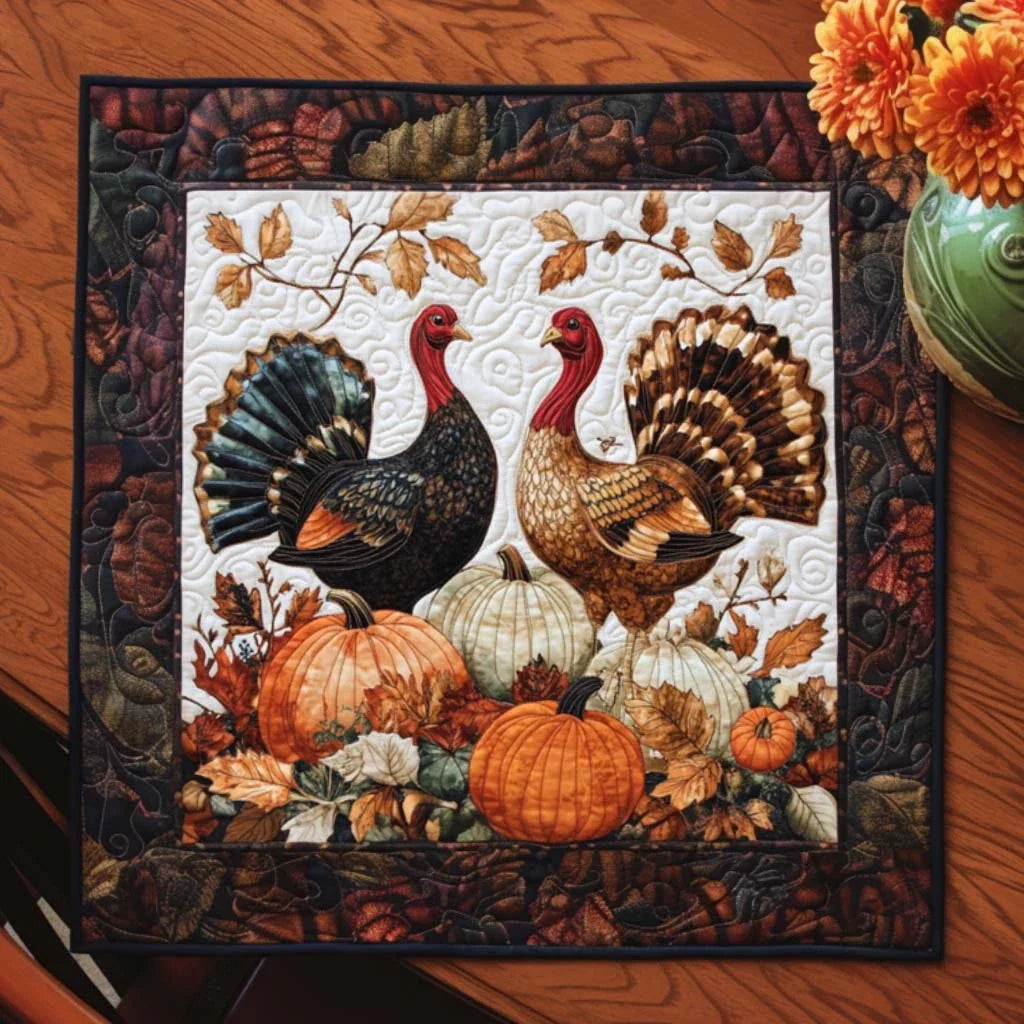 Thankful Turkey Time Quilted Table Topper
