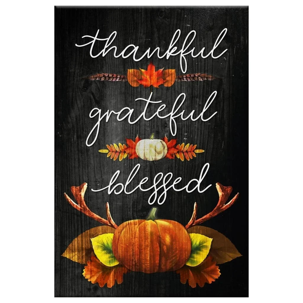 thankful grateful blessed christian thanksgiving wall art canvas (Landscape) (view 2)