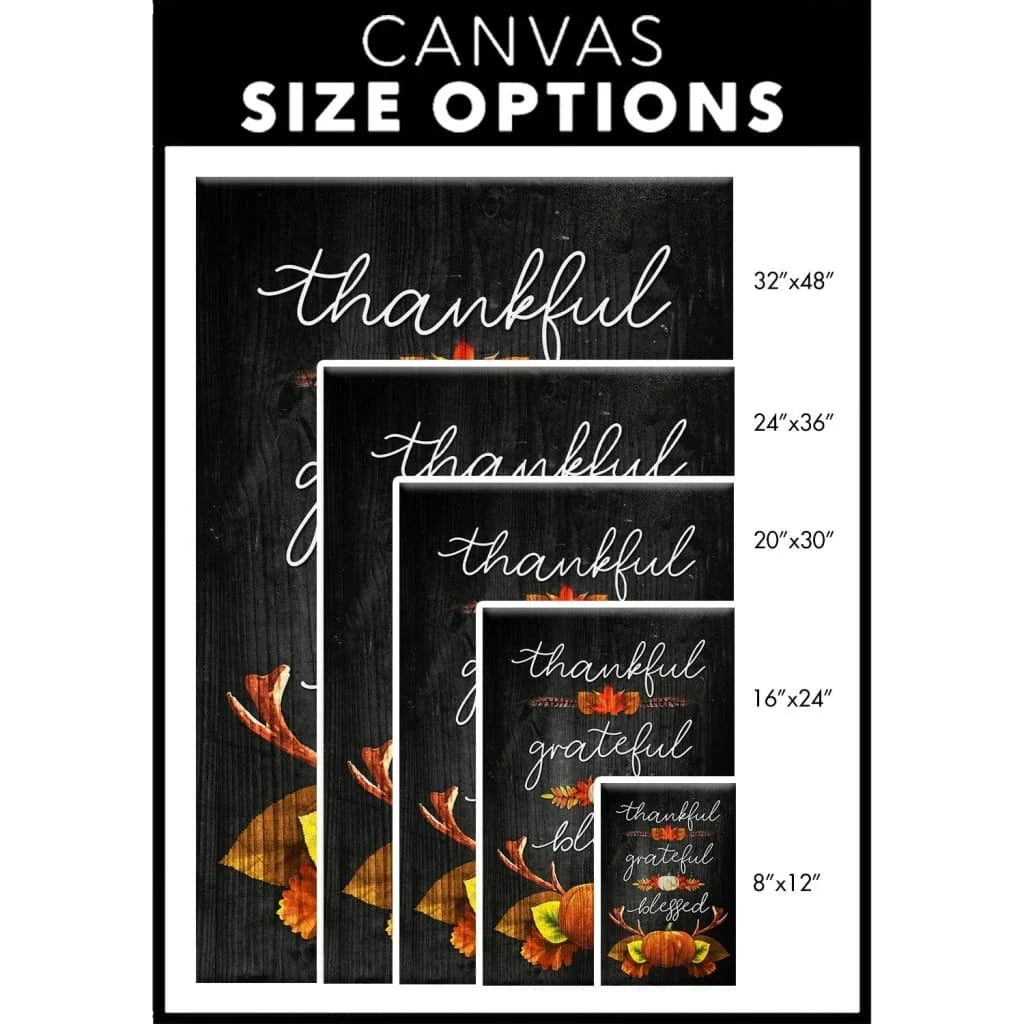 thankful grateful blessed christian thanksgiving wall art canvas (Landscape) (view 3)