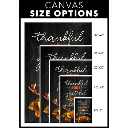 thankful grateful blessed christian thanksgiving wall art canvas (Landscape) (view 3)