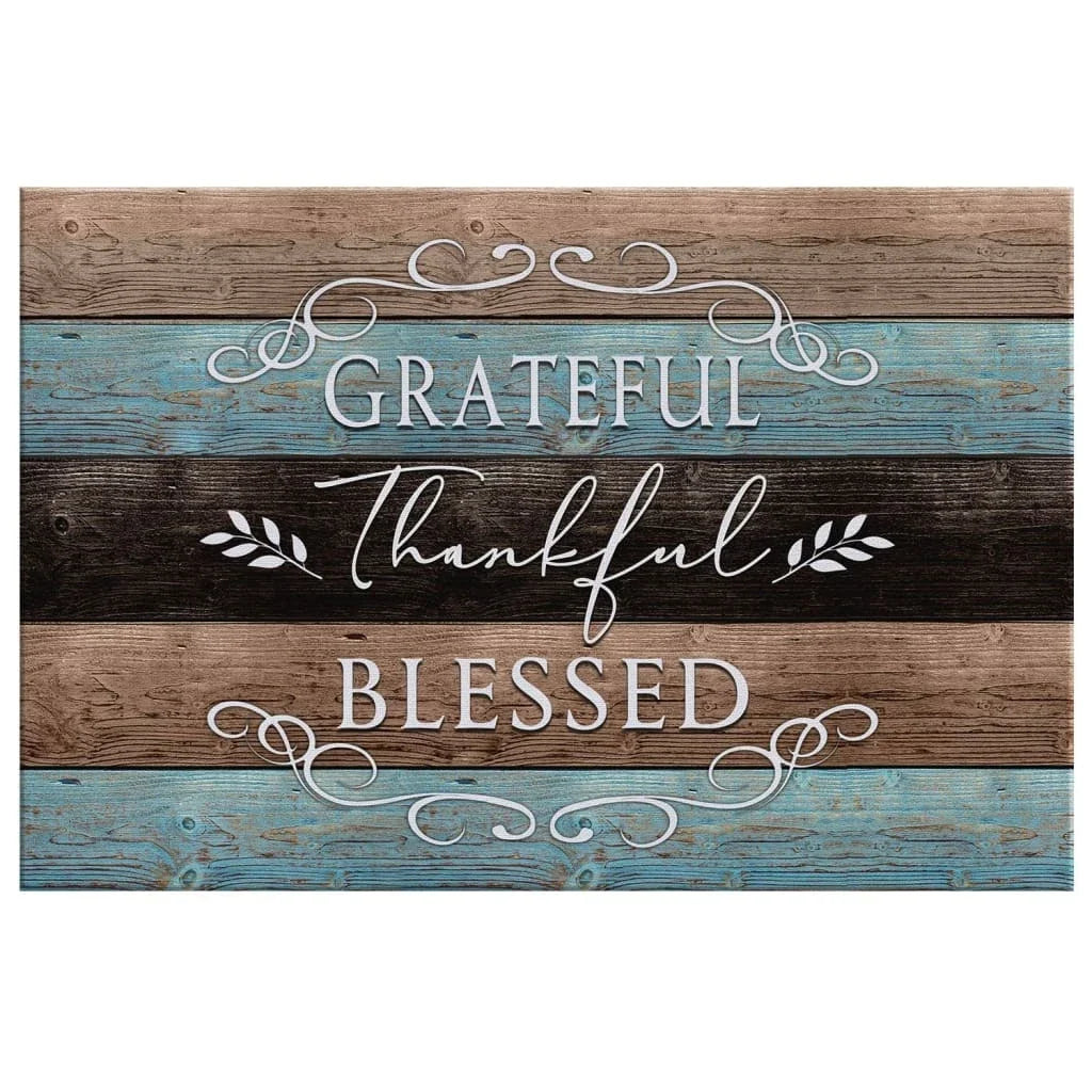 thankful grateful blessed rustic christian wall art canvas print (Landscape) (view 2)