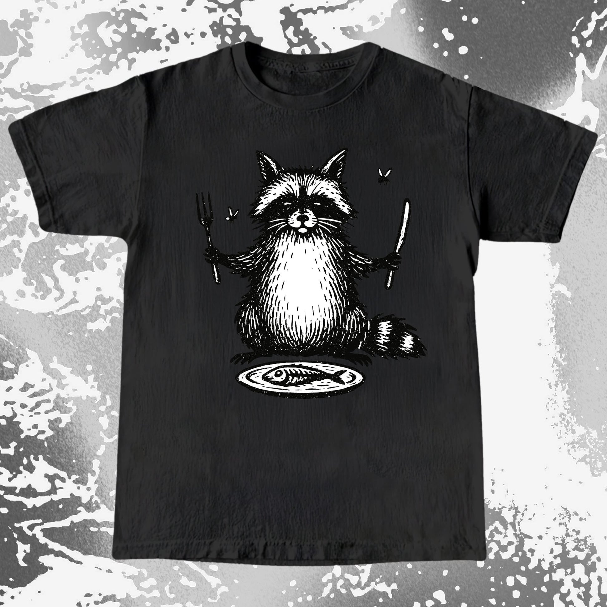 Hungry Raccoon Dinner Funny, funny meme tee gift (view 2)