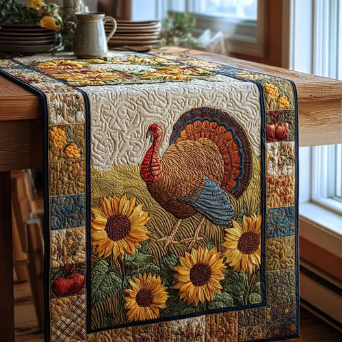 Thanksgiving Morning Turkey Quilted Table Runner