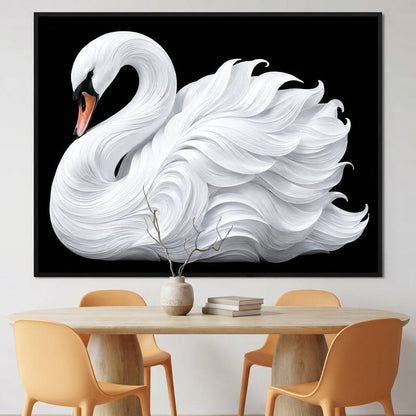 The Alabaster Swan Unfurled Canvas Wall Art