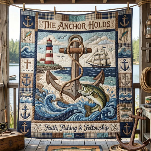 The Anchor Holds Fishing Quilt Blanket