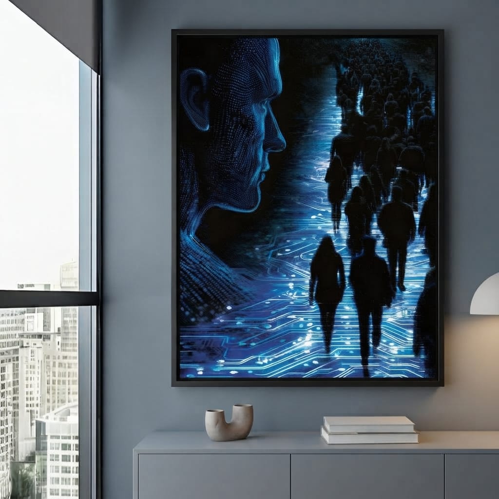 The Collective Walk of Digital Ghosts Canvas Wall Art