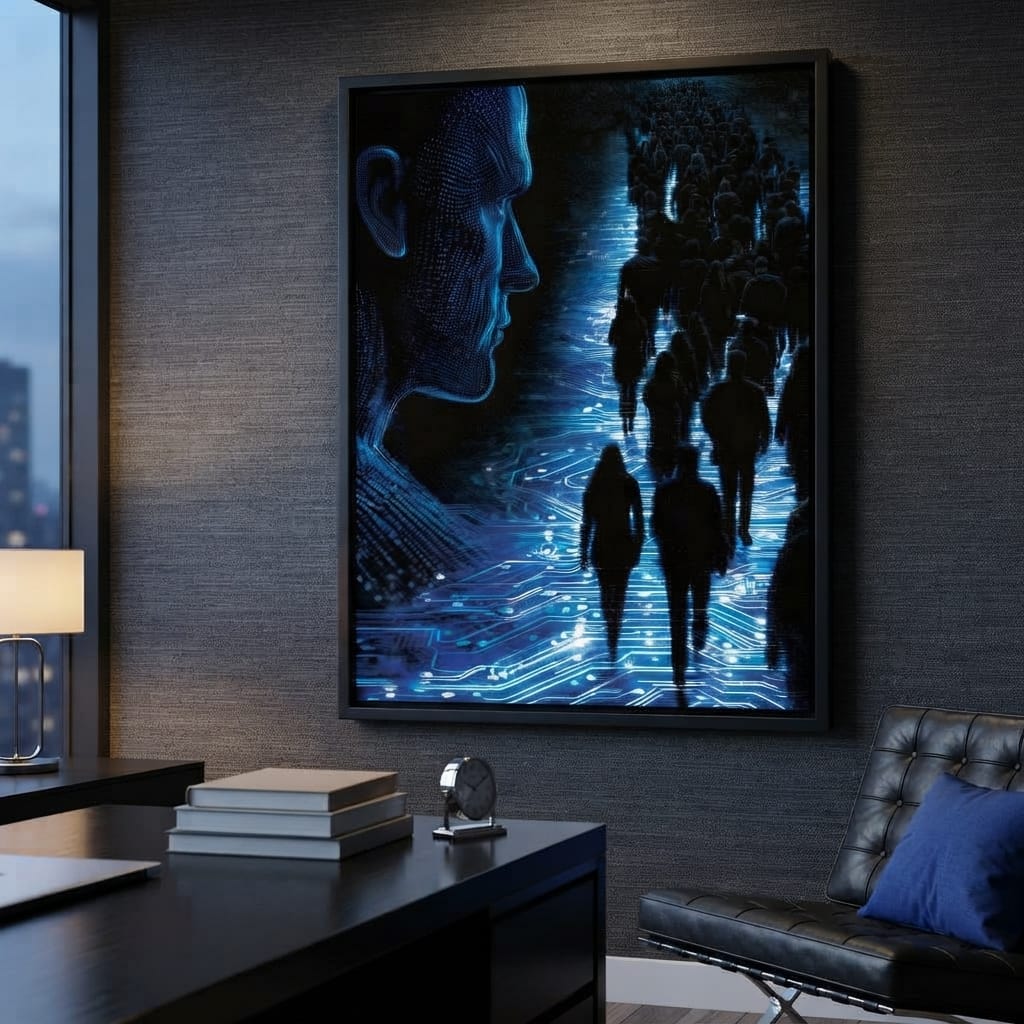 The Collective Walk of Digital Ghosts Canvas Wall Art