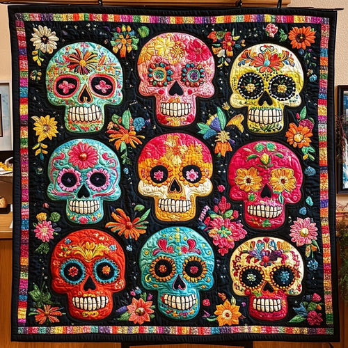The Dreaming Calavera Quilt Blanket