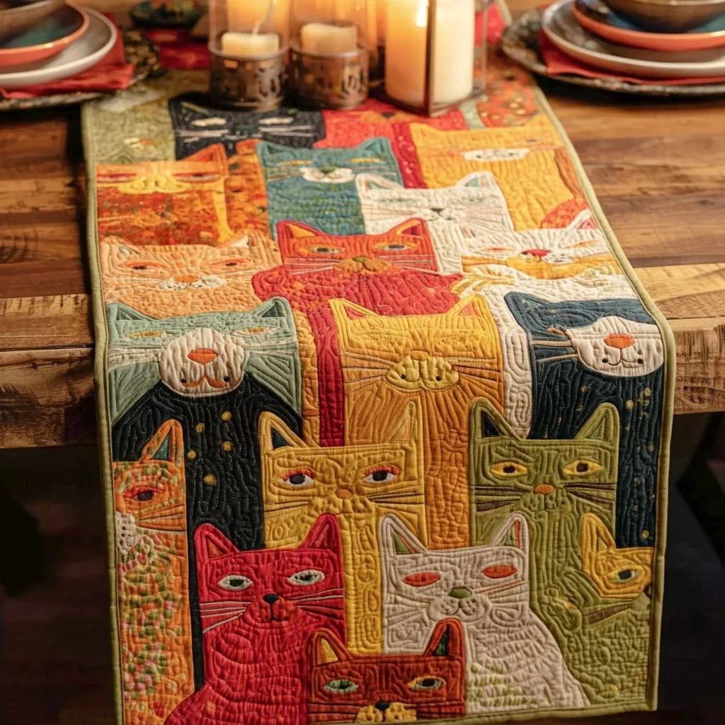 The Jolly Cat Quilted Table Runner