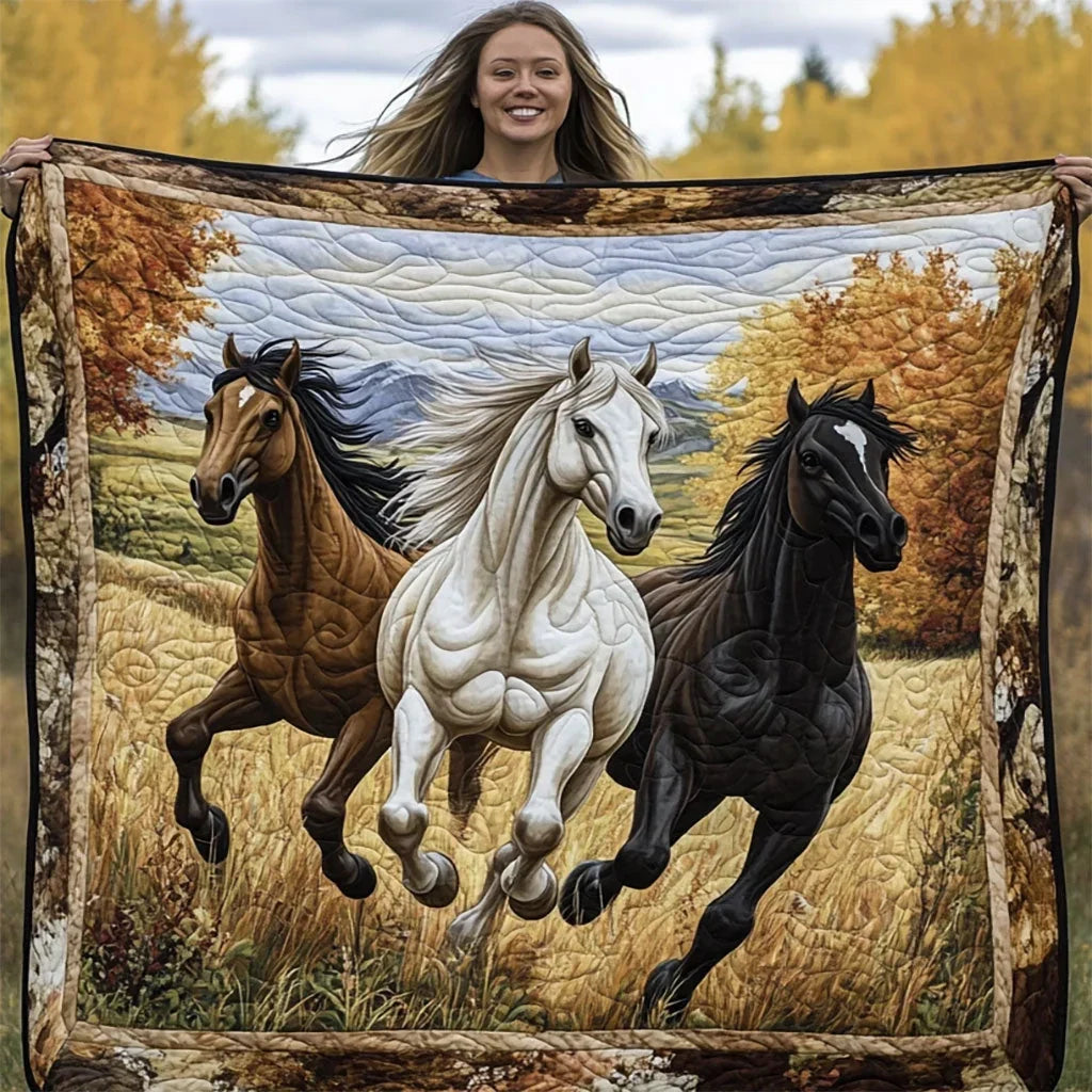 The Mustang Trio Quilt Blanket