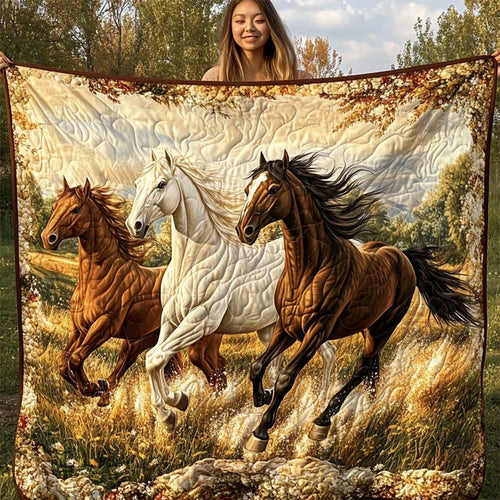 The Mustang Trio Quilt Blanket