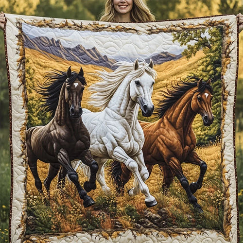 The Mustang Trio Quilt Blanket