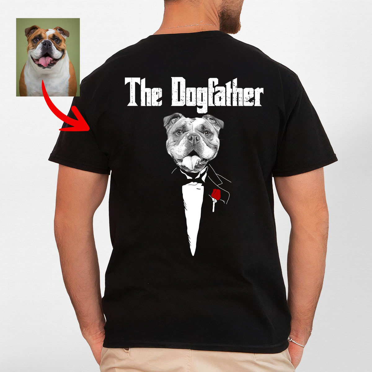 The Dog Father Backside T-Shirt, custom pet portrait gift for pet lovers (view 2)