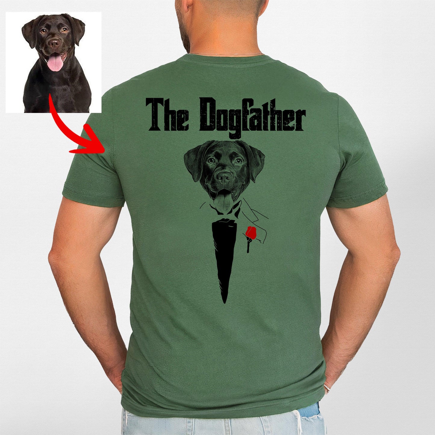 The Dog Father Backside T-Shirt, custom pet portrait gift for pet lovers (view 6)