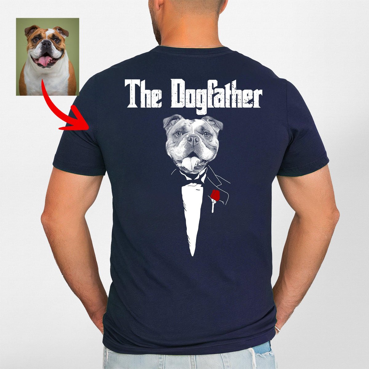 The Dog Father Backside T-Shirt, custom pet portrait gift for pet lovers (view 7)