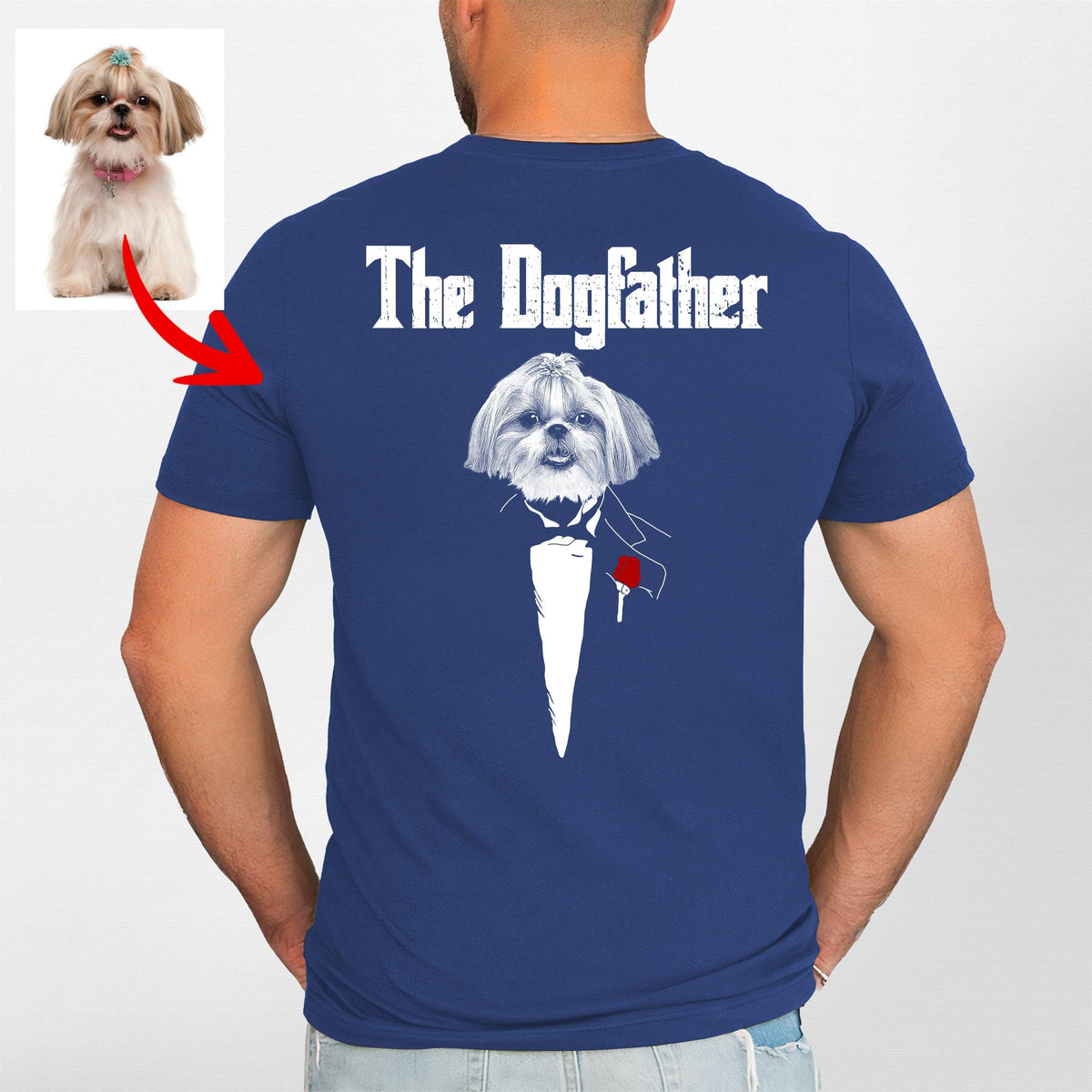 The Dog Father Backside T-Shirt, custom pet portrait gift for pet lovers (view 9)