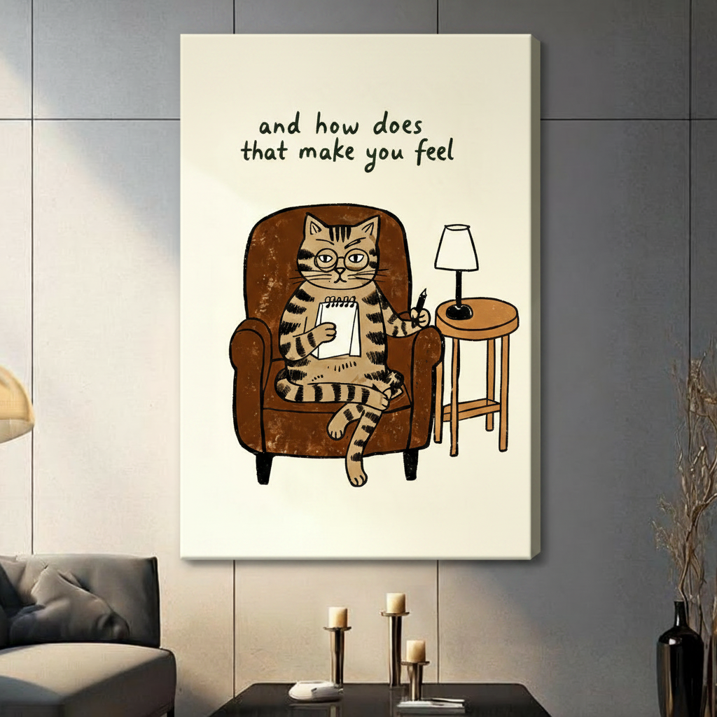 Therapist Cat Funny Quote Canvas Art Wall Art