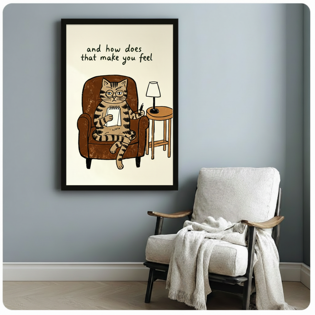 Therapist Cat Funny Quote Canvas Art Wall Art