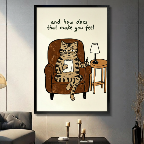 Therapist Cat Funny Quote Canvas Art Wall Art
