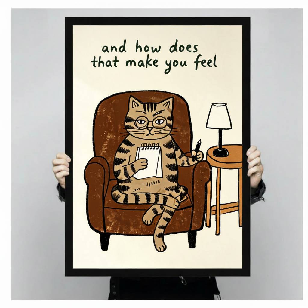 Therapist Cat Funny Quote Canvas Art Wall Art