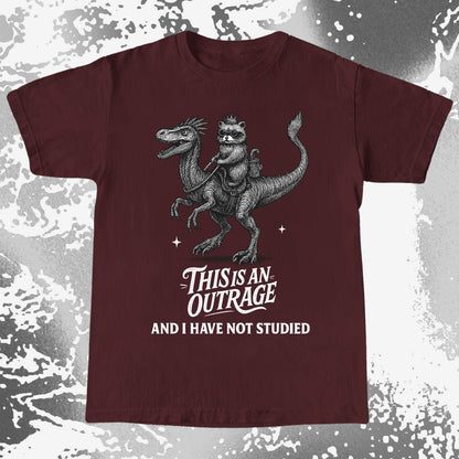 Outrage Raccoon Riding Dinosaur Funny Study, funny meme tee gift (view 8)