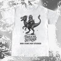 Outrage Raccoon Riding Dinosaur Funny Study, funny meme tee gift