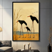 Vintage Shorebirds Beach Oil Painting Canvas Art