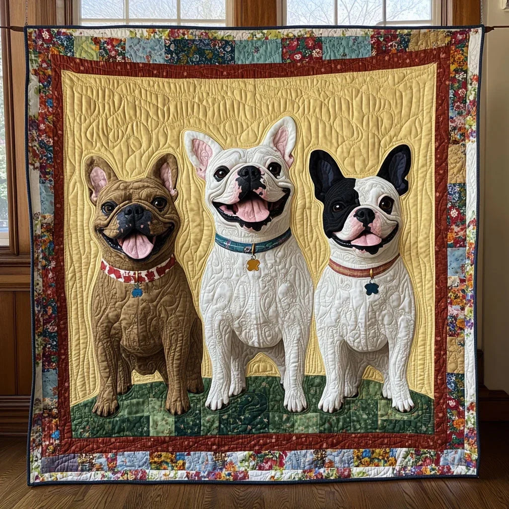 Three Cheeky Pups Quilt Blanket