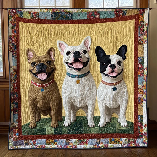 Three Cheeky Pups Quilt Blanket