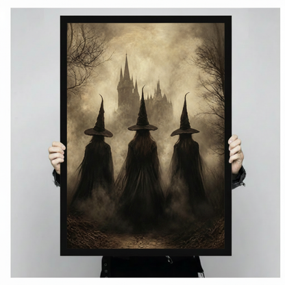 Three Witches Gothic Castle Canvas Art Wall Art