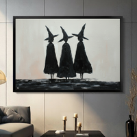 Three Witches Minimalist Gothic Canvas Wall Art