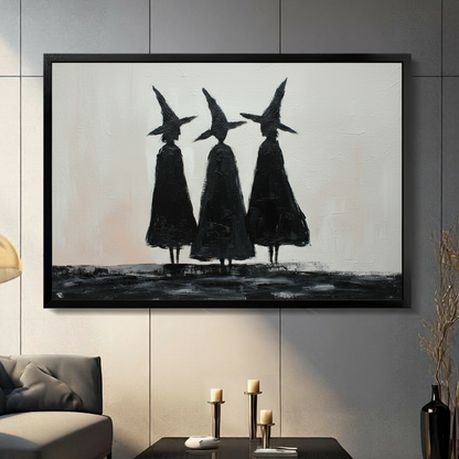 Three Witches Minimalist Gothic Canvas Wall Art