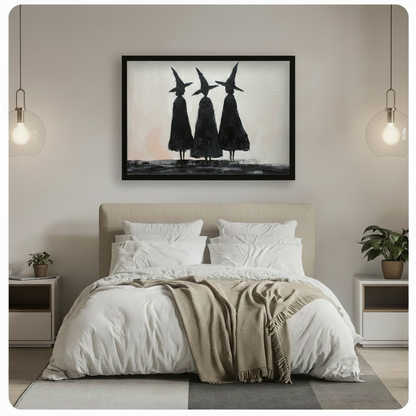 Three Witches Minimalist Gothic Canvas Wall Art
