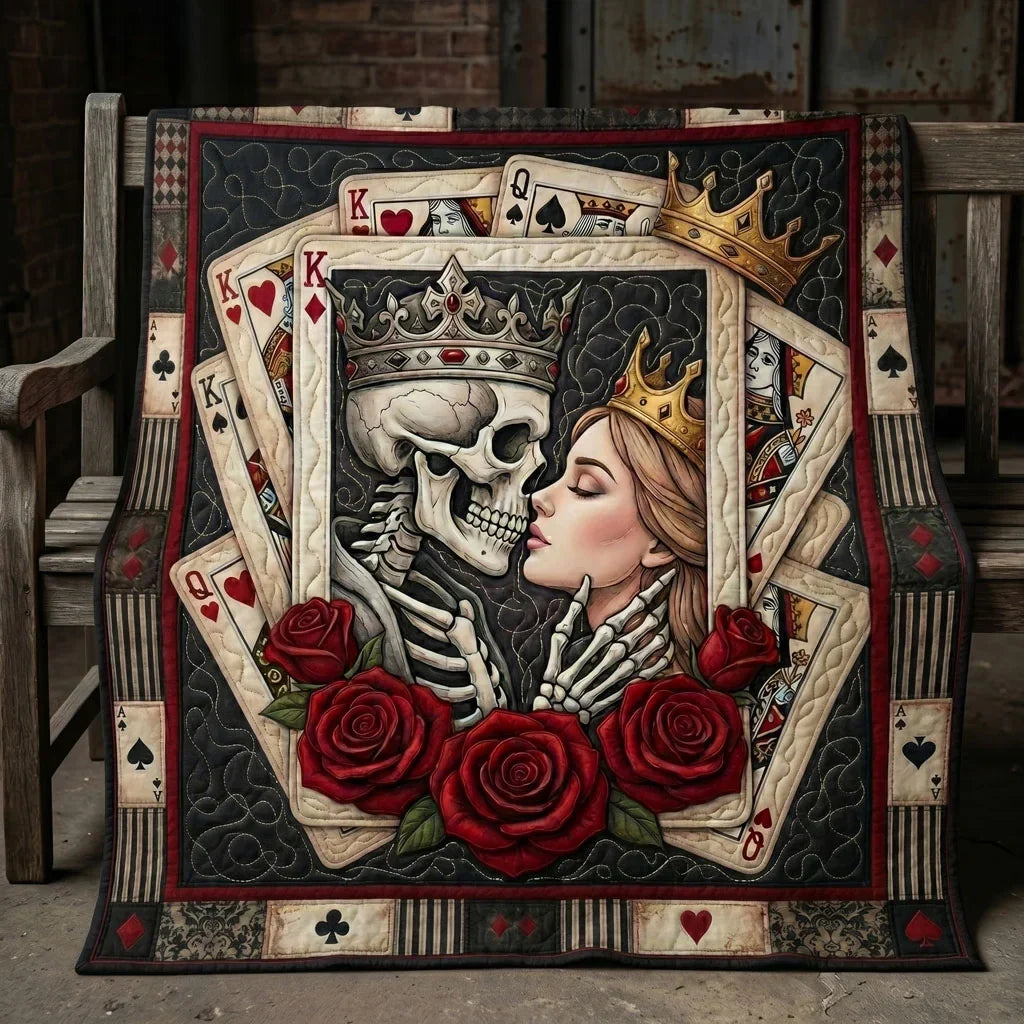 Till Death Royal Skeleton Romance Quilt Blanket