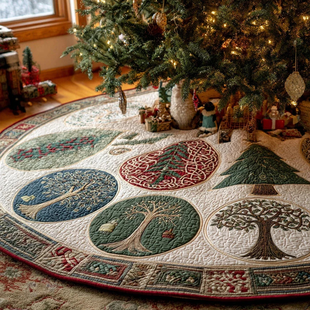 Timeless Bloom Christmas Quilted Tree Skirt